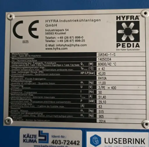 Chiller Hyfra SVK540-1-S