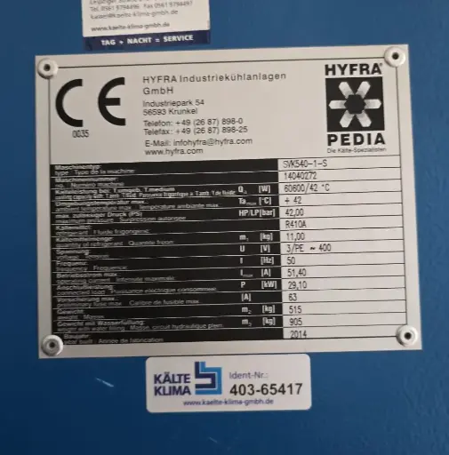 Chiller Hyfra SVK540-1-S 